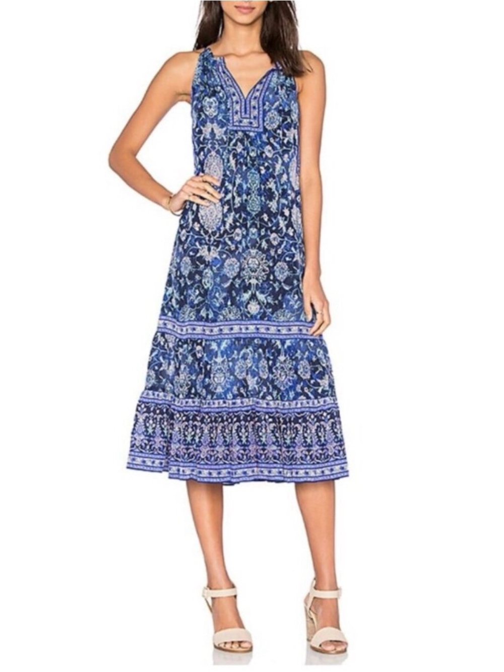 Rebecca Taylor Printed Dreamweaver Silk Midi Dress - Size 8